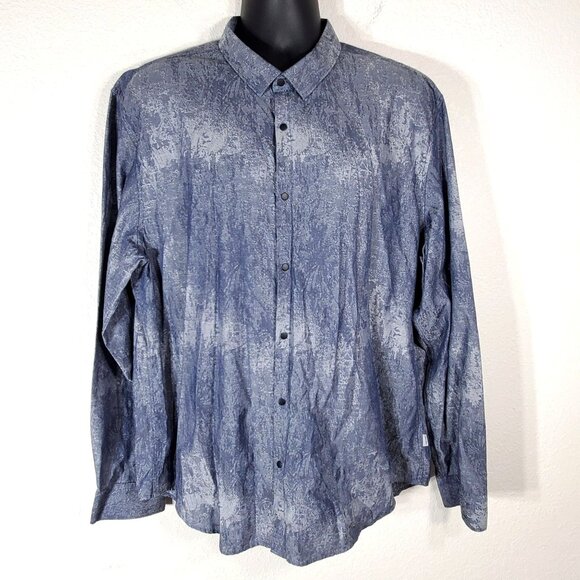 Calvin Klein Men's Slim-Fit Jacquard Shirt XXL Dusty Blue - Picture 2 of 13